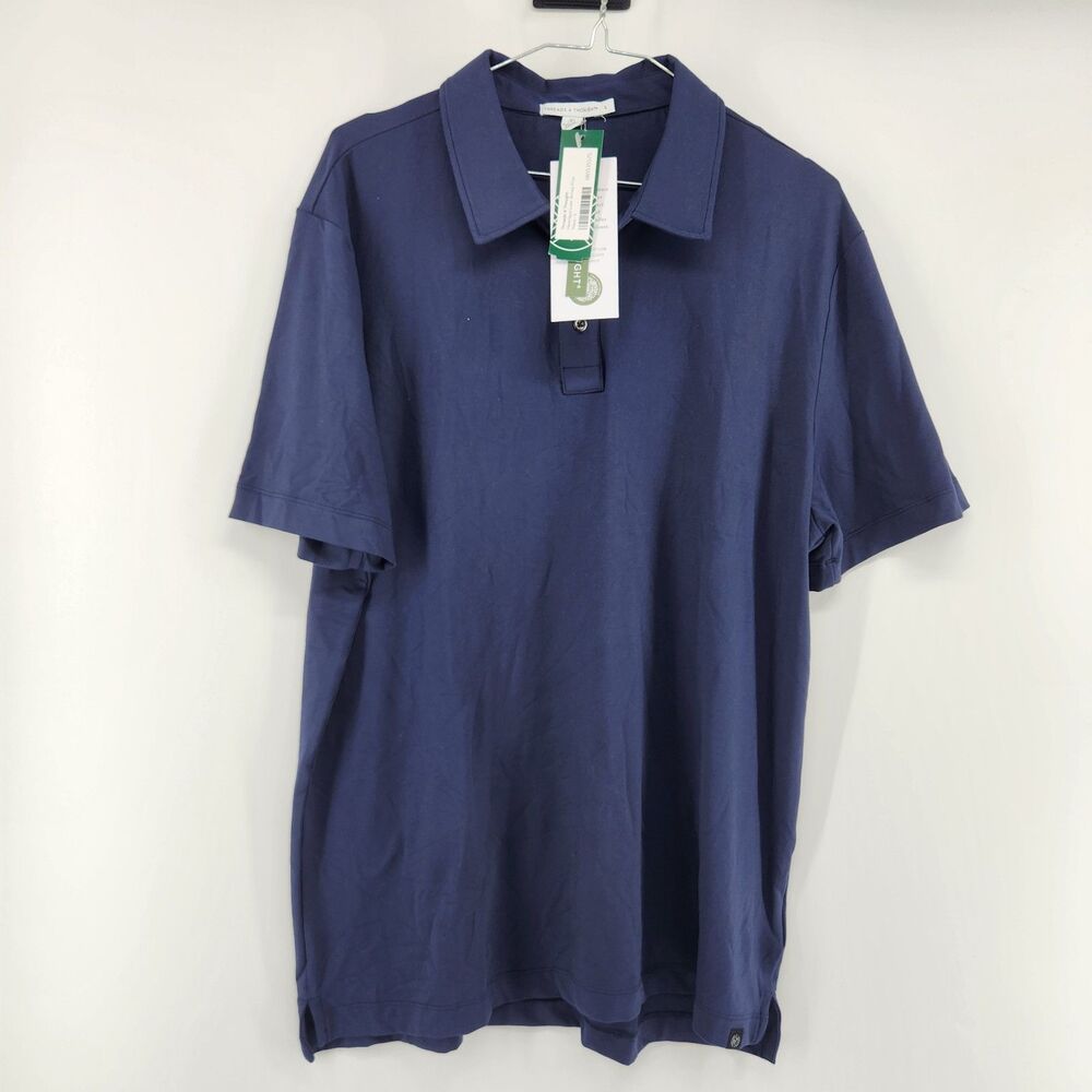 Threads 4 Thought Men's Large Navy Blue Henrique Luxe Jersey Polo NWT
